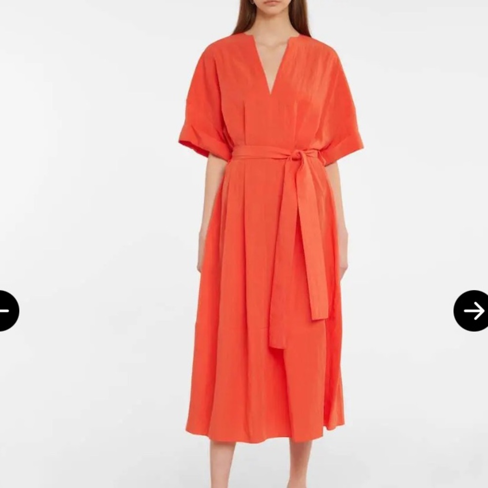 Vince v neck short cuff sleeve belted oversized dress burnt orchid Medium